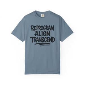 Reprogram Align Transcend Graphic T-Shirt — Motivational Mindset Tee - Ice Blue, L