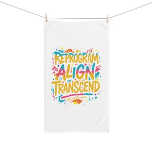 Motivational Hand Towel — "Reprogram Align Transcend" Colorful Inspirational Bathroom or Gym Towel