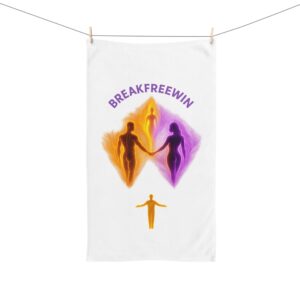 Hand Towel — "Break Free Win" Abstract Dance Silhouette Kitchen & Bath Towel